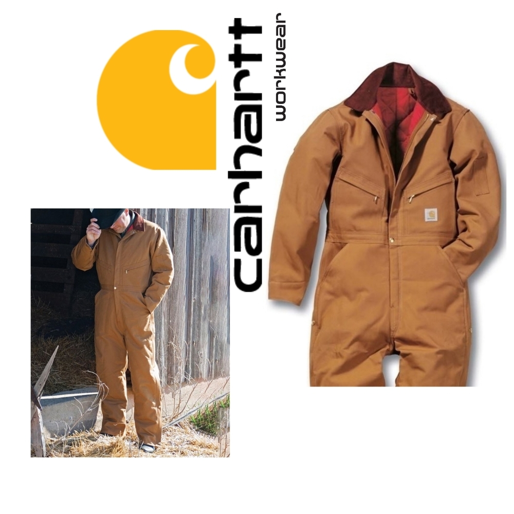 Vintage 70s Carhartt coveralls insulated full body boiler suit tan khaki